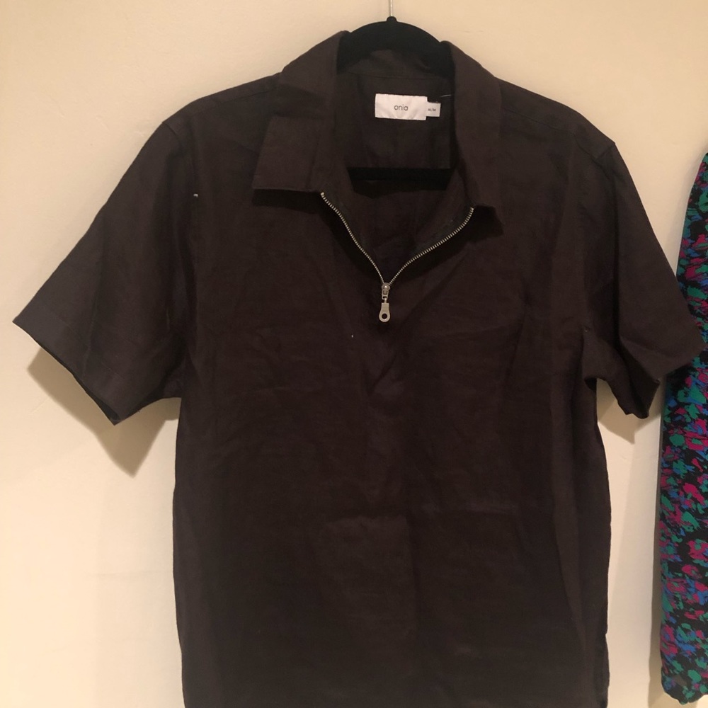 NWOT Onia Zip Short Sleeve Shirt M